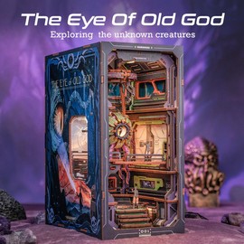 【The Eye of Old God】CUTEBEE Book Nook Kit - DIY Miniature House Kit for Adults and Teens, Dollhouse Booknook Tiny House Model Build Set Bookshelf Insert Decor, Gifts for Family, Friends science fiction - Color: The Eye of Old God