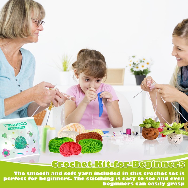 4Pcs Crochet Kit for Beginners Complete Crochet Knitting Kit Adorable