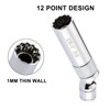 Mayouko 6PCS 3/8"Drive Thin Wall Magnetic Swivel Spark Plug Socket,