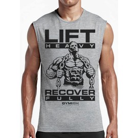 Lift Heavy Recover Fully T-Shirts for Workout, Funny Gym Shirt for Men (XL, Lift Heavy Recover Fully Muscle Tank Top)