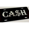 Cash $ Money Car Tag Engraved Gloss Black Silver Etched