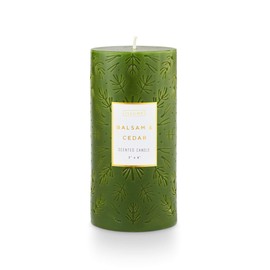 Illume Noble Holiday Balsam & Cedar Debossed Pillar, 3" x 6"
