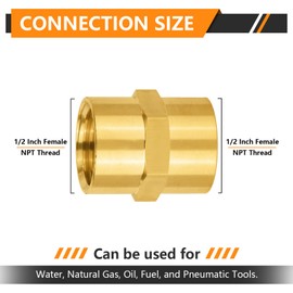 5-PCs HeSun Brass Pipe Fitting, 1/2" NPT Female x 1/2" NPT Female Hex Nipple Pipe Adapter
