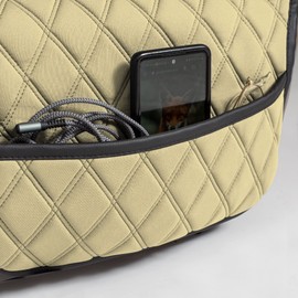 FH Group Car Seat Cushion – Neosupreme Single Front Seat Cover with Front Pockets, Airbag Compatible, Universal Fit Car Seat Cushion for Driver or Passenger Seat, SUV, Truck, Sedan & Van – Beige