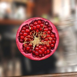 luckluccy 50 Pcs Merry Christmas Pomegranate Vinyl Stickers Orange Lover Vinyl Decal Sticker Sweet Juicy Peel Stick Sticker Vinyl Perfect Stickers for Car Laptop Phone Water Bottles Computer 4inch