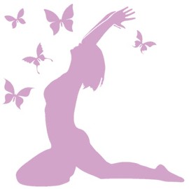 Yoga Pose Woman with Butterflies Vinyl Cutout Sticker Rub On Decal 4-by-4 Inches (Black)