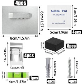 Nenull Bilderhaken Selbstklebend 4 Stk Bilder Aufh?ngen Ohne Bohren Bildaufh?nger 6 x 8 cm bis 6KG zum Klebehaken fr Schwere Bilder Spiegelhalterung Wand Acrylglas Alu-Verbundplatten mit 25 Zusatzger?ten