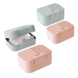 4-Piece Travel soap Container, Portable toiletries with lid, Plastic Leak Proof, for Shower, Bathroom, Travel, Camping, Gym soap Tray Tool 2 Blue, 2 Pink