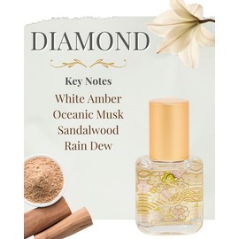 Diamond Organic Perfume Oil Extract Roll-On by Sage- 1/4 oz, Vegan & Cruelty-Free, Subtle Scent, Sandalwood, White Amber, Musk - Made in USA
