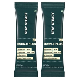 Stay Steady BurnX-Plus by Root Labs - Electrolyte Mix | The Glucose & Gut Support Powerhouse | Probiotics + L-Carnitine | No Added Sugar | 30 Individually Wrapped Sachets:_Pack of 2