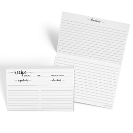 321Done Folding Recipe Cards White - Made in USA (Set of 50) X-Large - Folds to 4x6 from 8x6, Minimalist Rustic Boho Retro Vintage Luxury Thick Cardstock Jumbo Folded Double-Sided