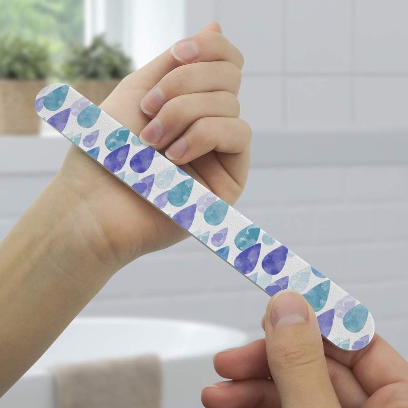 Watercolor Raindrops Pattern Double-Sided Nail File Emery Board Set 4
