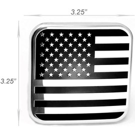 eVerHITCH USA Metal Flag Hitch Cover (Fits 2" Receiver, Black Chrome)