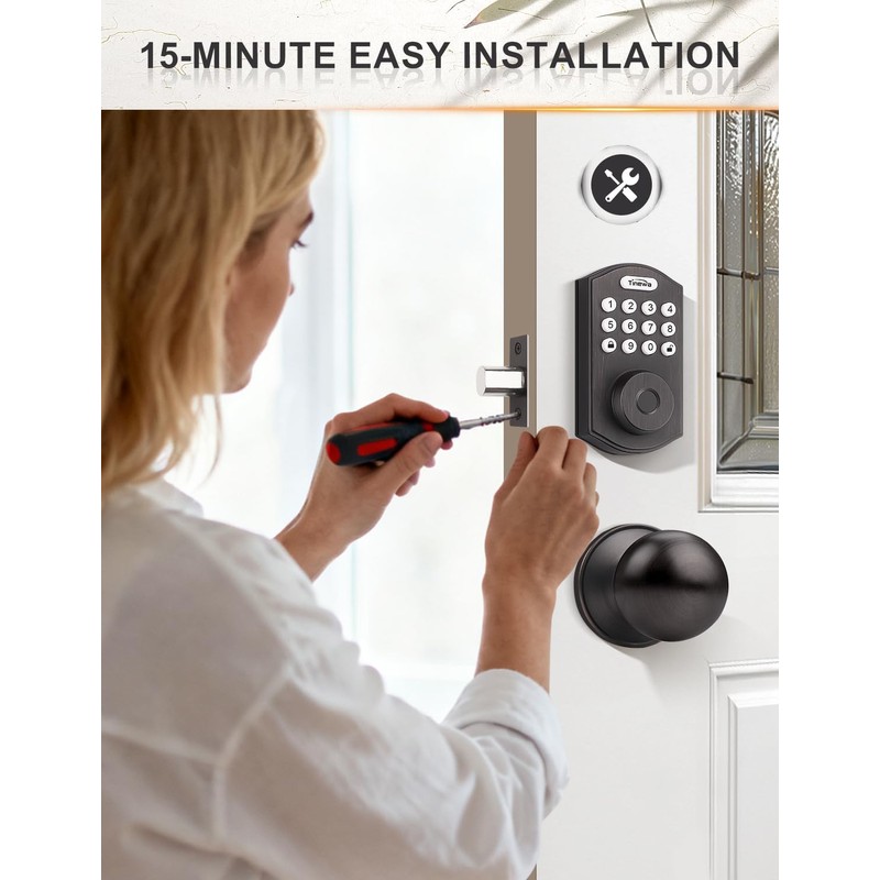 Tinewa Smart Locks for Front Door - Oil Rubbed Bronze