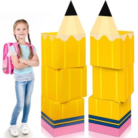 Aneco 6 Pieces Back to School Pencil Favor Boxes 11 Inch Big Pencil Party Favor Boxes Welcome Back to School Theme Gift Candy Treat Boxes for School Classroom Party Decoration Supplies