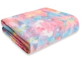 Soft Blanket for Girls Luminous Travel Blanket Glow in the Dark All Seasons Rainbow Blanket for Kids 78.7" x 59"(200x150cm) Toddler Blanket Throws for Chairs Sofa