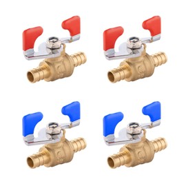 (Pack of 4) EFIELD 1/2 Inch Barb Crimp Pex Full Port Shut Off Ball Valve Hot and Cold With Butterfly Handle, Brass-4 Pieces