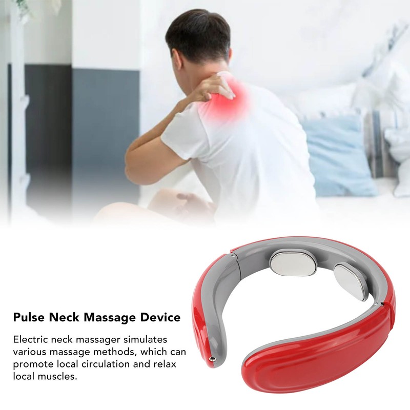 Electric Pulse Neck Massager 6 Modes 9 Strength Rechargeable Neck
