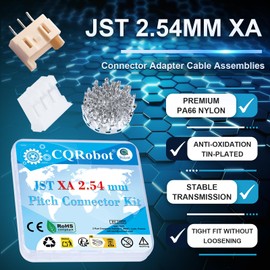 CQRobot JST XA 2.54 mm Pitch 3-Pin Electronic Computer Connector IC Male Plugs, Female Sockets Housing and T-Shaped Crimp Terminal Kit. 50 Sets/250 Pieces Wire-to-Board Adapter Cable Assembly.