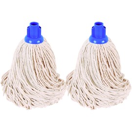 Socket Cotton Mop Heads Replacement Pack 2 Push-In Super Absorbent Mop Heads with Plastic Socket for Wet & Dry Floor Cleaning | Home & Commercial Use