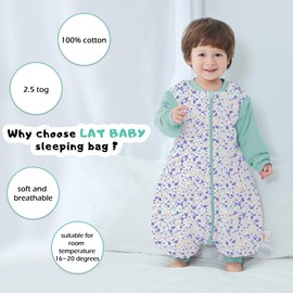 LAT LEE AND TOWN Baby Sleeping Bag Baby Sleep Sack Split Leg with Removable Sleeves, Baby Cotton Sleeping Bag, Winter Toddler Sleeping Bag (Green,S)