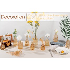 Amber Glass Bud Vases Set of 12, TBWIND Small Vases for Flowers, Champagne Mini Vintage Vases for Centerpieces, Bud Vase in Bulk for Wedding Decor, Single Flowers, Office and Home Table Flower Décor