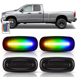 NEIFILES 4PCS RGB LED Side Marker Lights Compatible with 2003-2009 Dodge Ram 2500/3500 Dual Rear Wheel, 10X Brightness 16-color Light, Plug & Play