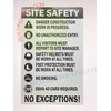 NYC Construction SITE Safety Sign (White/Black, Reflective, Aluminum 14X22 -Rust