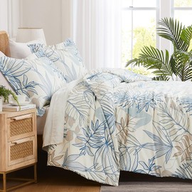 Southshore Fine Living, Inc. 2-Piece Twin Bed Set, All Season Comforter with 2 Pillow Sham, Comfy Microfiber Fabric, Down Alternative, Matches Home Decor, Twin/XL Bedding Sets, Tropical Leaf Blue