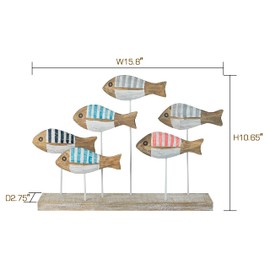 SAILINGSTORY Wooden School of Fish Beach Decor Nautical Coastal Decor Beach Bathroom Decor Lake House Decor Ocean Decoration Stripe Finish