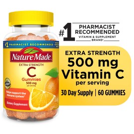 Nature Made Extra Strength Dosage Vitamin C 500 mg Per Serving Gummies, 60 Count