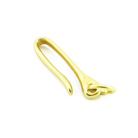 naissant 真鍮製 ベルトフック キーリング キーホルダー 丸カン付き ゴールドカラー 本体長さ約７．２ｃｍ
