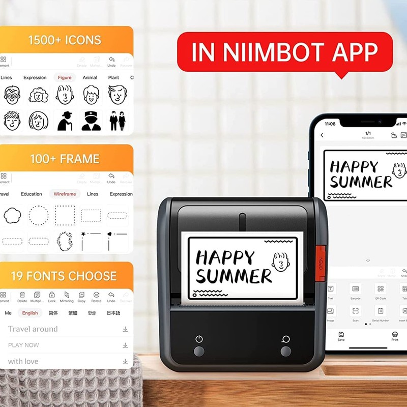 NIIMBOT Label Maker Machine, B3S Thermal Label Maker, Upgrade 75mm