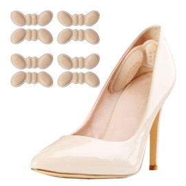 Heel Pad, Shoe Heel Protection Pad, Prevents Slipping, Prevents Blisting, Prevents Blisting, Size Adjustable, Set of 4, Cushioning, Shock Absorption, Anti-Slip, High Heel, Sneakers, Pumps, Business Shoes, Comfortable, Unisex, 0.2 + 0.3 inches (6 + 8 mm), Beige