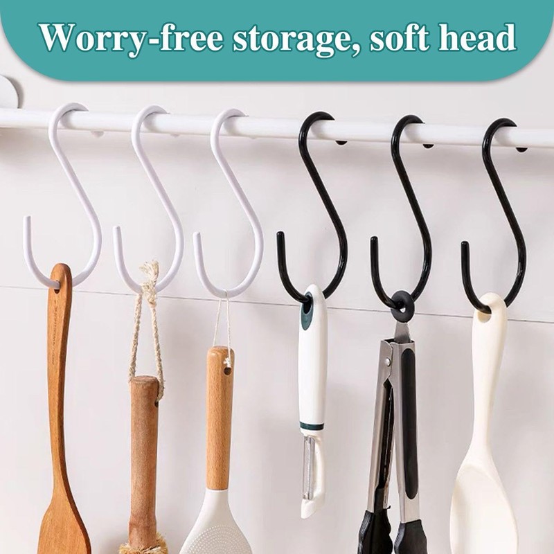 6 Pieces of S-Shaped Hooks, Metal Hooks, Coat Hooks, Kitchen