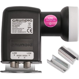 GSS Quattro LNB Suitable for Multiswitch with LTE Filter - Sat, Satellite, Full HD, UHD 4K, 0.1 dB, HDTV, Weather Protection Cap, Cold and Heat Resistant + Winding Aid