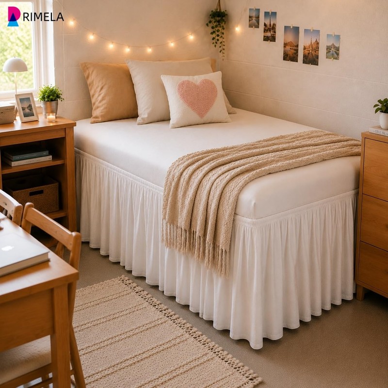 RIMELA College Dorm Bed Skirt Twin XL 36 Inch Drop,