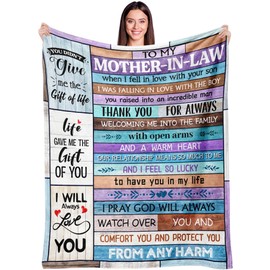Velivn Mother in Law Gifts, Mother in Law Birthday Gifts, Mother in Law Gifts from Daughter in Law, Best Gifts for Mother in Law, Mother in Law Gifts for Christmas Throw Blanket 60"x50"