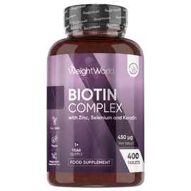 Biotin Tablets with Keratin, Zinc & Selenium - 400 Tablets - 1+ Year Supply