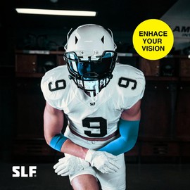 SLEEFS Football Visors for Helmet - Clear Color Tinted Professional Football Visor - Face & Eye Shield - Fits Youth & Adult Helmets - Includes Quick Visor Clips + Microfiber Bag