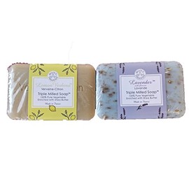 Trader Joe's Bisous De Provence Triple Milled Bar Soap 100% Pure Vegetable Enriched With Shea Butter 2 Scent Bundle- 1 Lemon Verbena (Verveine-Citron) & 1 Lavender With Flowers (Lavande) (2 Bars Total