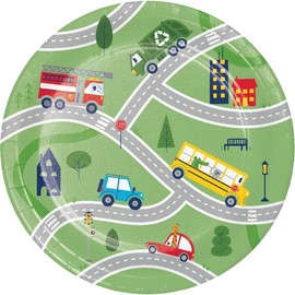 Trendware Transportation Time City Life Dessert Plates, 24 ct