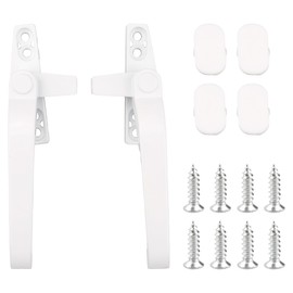 2Pcs White Window Handle Replacement - GLADFRESIT Universal Double Glazing Cockspur Window Handle with Fixing Screws, Zinc Alloy Childproof Casement Hardware Kit Right/Left Hand