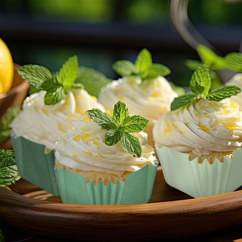 Whaline Whaline 450Pcs Gradient Green Mini Square Cupcake Liners Sage