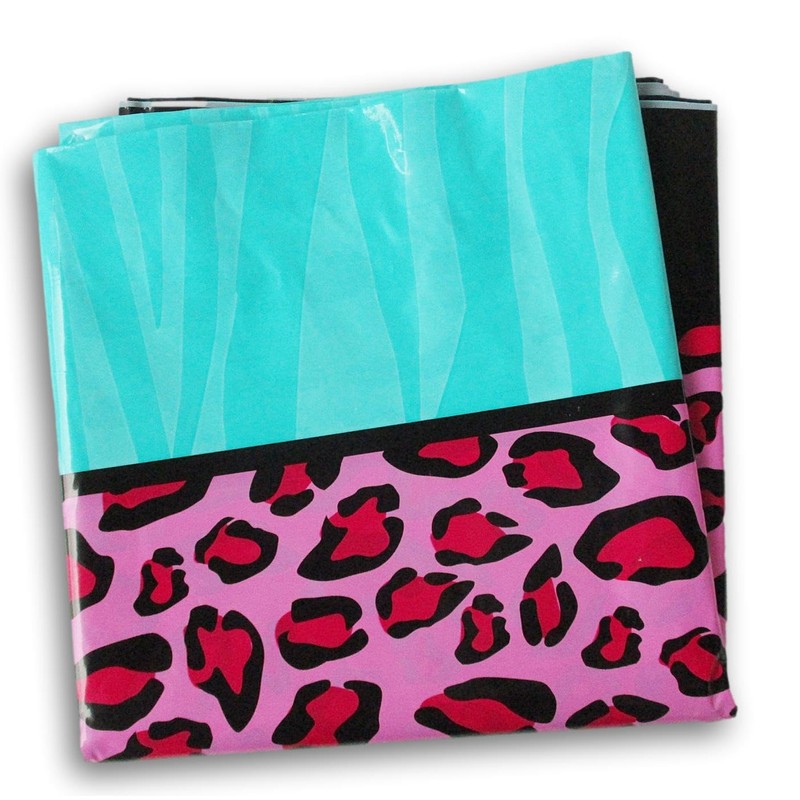 Craft Supply Pink Leopard Tablecover- Teal Animal Print Table Cover