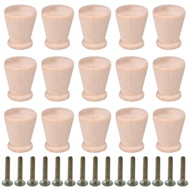 RDEXP 15PCS Tapered Cabinet Door Knobs Wooden Furniture Pull Handles with Screws