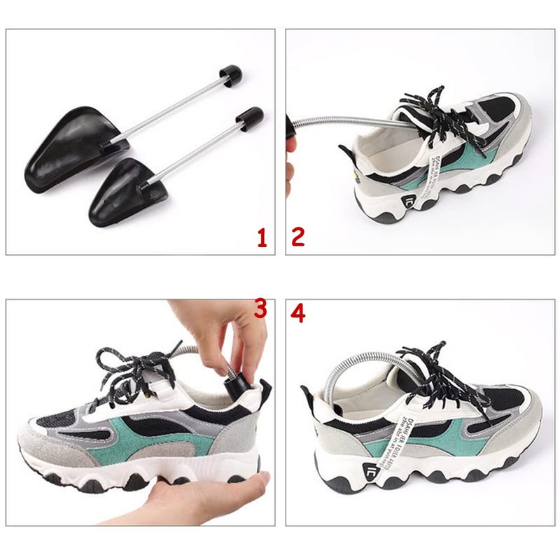 OHEETU 2 Pairs Black Plastic Adjustable Shoe Trees With Tension