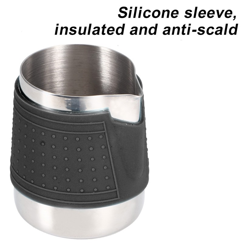 350ml Stainless Steel Milk Frothing Cup Anti-Scald Silicone Coffee Pitcher