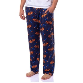 Nerf Men's Pajamas Nerf Logo and Darts Print Sleep Pants PJ Bottoms for Adults (Large)