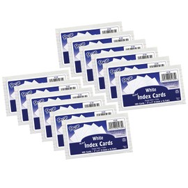 Pacon® Index Cards, White, Ruled, 1/4" Ruled 3" x 5", 100 Per Pack, 12 Packs
